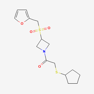 molecular formula C15H21NO4S2 B2892133 2-(Cyclopentylthio)-1-(3-((furan-2-ylmethyl)sulfonyl)azetidin-1-yl)ethanone CAS No. 1797178-54-1