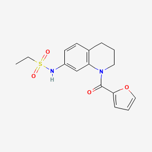 molecular formula C16H18N2O4S B2892135 N-[1-(FURAN-2-CARBONYL)-1,2,3,4-TETRAHYDROQUINOLIN-7-YL]ETHANE-1-SULFONAMIDE CAS No. 946267-46-5