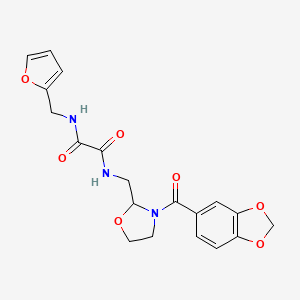 molecular formula C19H19N3O7 B2892150 N-{[3-(2H-1,3-benzodioxole-5-carbonyl)-1,3-oxazolidin-2-yl]methyl}-N'-[(furan-2-yl)methyl]ethanediamide CAS No. 874805-65-9