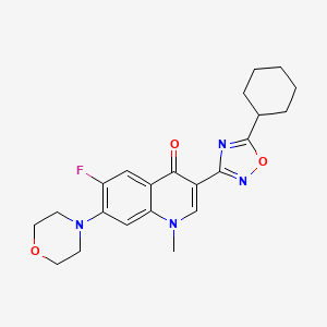 molecular formula C22H25FN4O3 B2892159 3-(5-Cyclohexyl-1,2,4-oxadiazol-3-yl)-6-fluoro-1-methyl-7-(morpholin-4-yl)-1,4-dihydroquinolin-4-one CAS No. 2309748-55-6