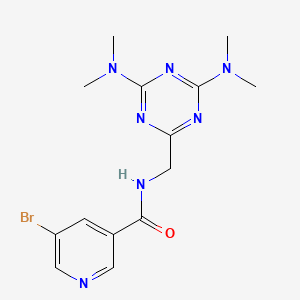molecular formula C14H18BrN7O B2892190 N-((4,6-bis(dimethylamino)-1,3,5-triazin-2-yl)methyl)-5-bromonicotinamide CAS No. 2034272-22-3