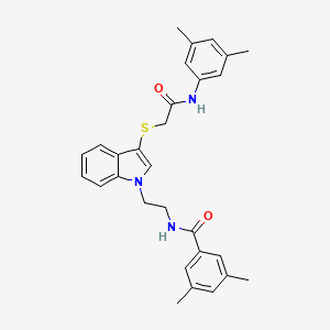 N-[2-[3-[2-(3,5-dimethylanilino)-2-oxoethyl]sulfanylindol-1-yl]ethyl]-3,5-dimethylbenzamide