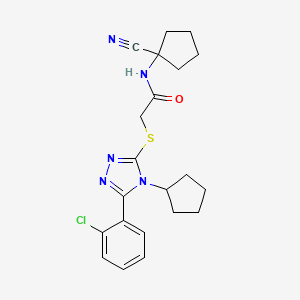 molecular formula C21H24ClN5OS B2892206 2-[[5-(2-chlorophenyl)-4-cyclopentyl-1,2,4-triazol-3-yl]sulfanyl]-N-(1-cyanocyclopentyl)acetamide CAS No. 870757-97-4