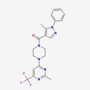 (5-methyl-1-phenyl-1H-pyrazol-4-yl)(4-(2-methyl-6-(trifluoromethyl)pyrimidin-4-yl)piperazin-1-yl)methanone