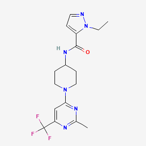 molecular formula C17H21F3N6O B2892218 1-ethyl-N-(1-(2-methyl-6-(trifluoromethyl)pyrimidin-4-yl)piperidin-4-yl)-1H-pyrazole-5-carboxamide CAS No. 2034260-37-0