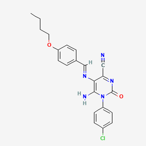 6-Amino-5-[(4-butoxyphenyl)methylideneamino]-1-(4-chlorophenyl)-2-oxopyrimidine-4-carbonitrile