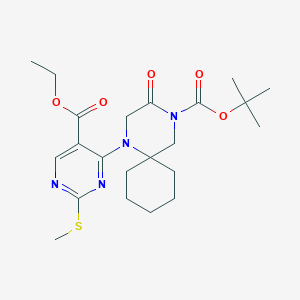 tert-Butyl 1-(5-(ethoxycarbonyl)-2-(methylthio)pyrimidin-4-yl)-3-oxo-1,4-diazaspiro[5.5]undecane-4-carboxylate