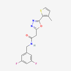 molecular formula C16H13F2N3O2S B2892229 N-[(3,5-difluorophenyl)methyl]-2-[5-(3-methylthiophen-2-yl)-1,3,4-oxadiazol-2-yl]acetamide CAS No. 1286722-23-3