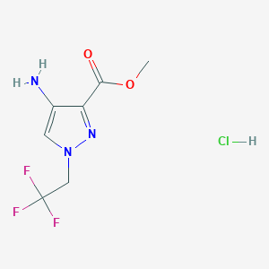 molecular formula C7H9ClF3N3O2 B2892234 methyl4-amino-1-(2,2,2-trifluoroethyl)-1H-pyrazole-3-carboxylatehydrochloride CAS No. 2416229-82-6