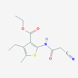 molecular formula C13H16N2O3S B2892277 Ethyl 2-[(cyanoacetyl)amino]-4-ethyl-5-methylthiophene-3-carboxylate CAS No. 549542-87-2