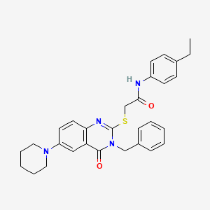 2-(3-benzyl-4-oxo-6-piperidin-1-ylquinazolin-2-yl)sulfanyl-N-(4-ethylphenyl)acetamide