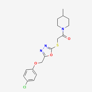 molecular formula C17H20ClN3O3S B2892285 2-((5-((4-Chlorophenoxy)methyl)-1,3,4-oxadiazol-2-yl)thio)-1-(4-methylpiperidin-1-yl)ethanone CAS No. 851129-53-8