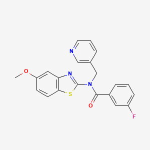 molecular formula C21H16FN3O2S B2892289 3-fluoro-N-(5-methoxybenzo[d]thiazol-2-yl)-N-(pyridin-3-ylmethyl)benzamide CAS No. 895411-61-7