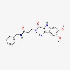 molecular formula C22H22N4O4 B2892318 N-benzyl-3-(7,8-dimethoxy-4-oxo-4,5-dihydro-3H-pyrimido[5,4-b]indol-3-yl)propanamide CAS No. 1207036-67-6