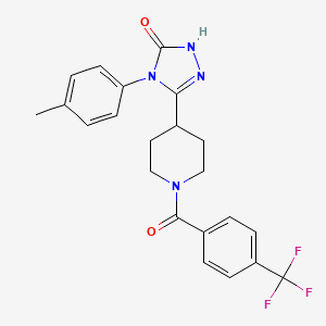 molecular formula C22H21F3N4O2 B2892325 4-(4-methylphenyl)-3-{1-[4-(trifluoromethyl)benzoyl]piperidin-4-yl}-4,5-dihydro-1H-1,2,4-triazol-5-one CAS No. 1775519-41-9