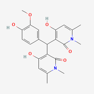 molecular formula C22H24N2O6 B2892336 3,3'-((4-hydroxy-3-methoxyphenyl)methylene)bis(4-hydroxy-1,6-dimethylpyridin-2(1H)-one) CAS No. 883086-32-6