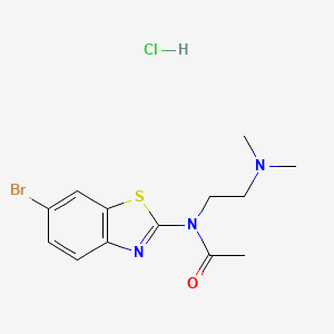 molecular formula C13H17BrClN3OS B2892358 N-(6-BROMO-1,3-BENZOTHIAZOL-2-YL)-N-[2-(DIMETHYLAMINO)ETHYL]ACETAMIDE HYDROCHLORIDE CAS No. 1217074-92-4