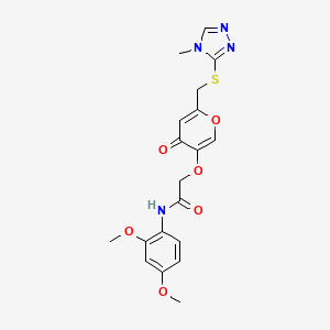 molecular formula C19H20N4O6S B2892374 N-(2,4-dimethoxyphenyl)-2-((6-(((4-methyl-4H-1,2,4-triazol-3-yl)thio)methyl)-4-oxo-4H-pyran-3-yl)oxy)acetamide CAS No. 899745-19-8