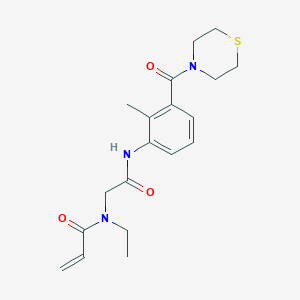 molecular formula C19H25N3O3S B2892378 N-Ethyl-N-[2-[2-methyl-3-(thiomorpholine-4-carbonyl)anilino]-2-oxoethyl]prop-2-enamide CAS No. 2361728-46-1