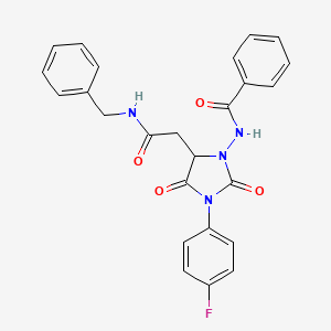 molecular formula C25H21FN4O4 B2892431 N-(5-(2-(benzylamino)-2-oxoethyl)-3-(4-fluorophenyl)-2,4-dioxoimidazolidin-1-yl)benzamide CAS No. 956451-46-0