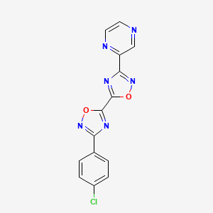 molecular formula C14H7ClN6O2 B2892453 3-(4-Chlorophenyl)-3'-(2-pyrazinyl)-5,5'-BI-1,2,4-oxadiazole CAS No. 1775304-43-2