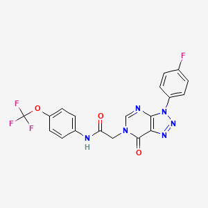 molecular formula C19H12F4N6O3 B2892459 2-(3-(4-fluorophenyl)-7-oxo-3H-[1,2,3]triazolo[4,5-d]pyrimidin-6(7H)-yl)-N-(4-(trifluoromethoxy)phenyl)acetamide CAS No. 892480-49-8