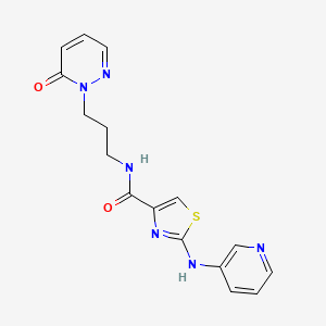 molecular formula C16H16N6O2S B2892460 N-(3-(6-oxopyridazin-1(6H)-yl)propyl)-2-(pyridin-3-ylamino)thiazole-4-carboxamide CAS No. 1286710-58-4