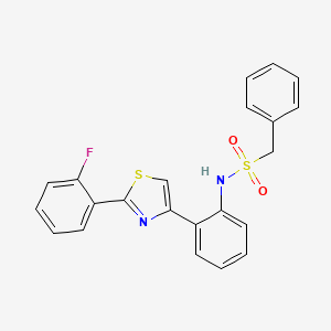 molecular formula C22H17FN2O2S2 B2892511 N-(2-(2-(2-fluorophenyl)thiazol-4-yl)phenyl)-1-phenylmethanesulfonamide CAS No. 2097900-54-2