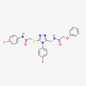 molecular formula C25H21F2N5O3S B2892530 N-(4-fluorophenyl)-2-((4-(4-fluorophenyl)-5-((2-phenoxyacetamido)methyl)-4H-1,2,4-triazol-3-yl)thio)acetamide CAS No. 394214-79-0