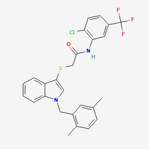 B2892547 N-[2-chloro-5-(trifluoromethyl)phenyl]-2-[1-[(2,5-dimethylphenyl)methyl]indol-3-yl]sulfanylacetamide CAS No. 681280-00-2