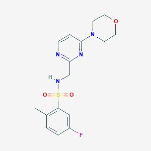 molecular formula C16H19FN4O3S B2892559 5-fluoro-2-methyl-N-((4-morpholinopyrimidin-2-yl)methyl)benzenesulfonamide CAS No. 1795085-50-5