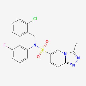 molecular formula C20H16ClFN4O2S B2892562 N-[(2-chlorophenyl)methyl]-N-(3-fluorophenyl)-3-methyl-[1,2,4]triazolo[4,3-a]pyridine-6-sulfonamide CAS No. 1251633-32-5