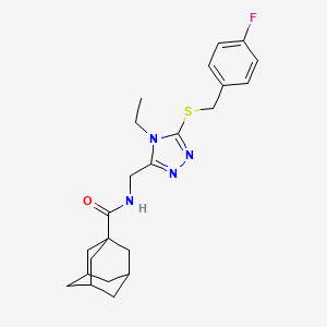 molecular formula C23H29FN4OS B2892573 N-[(4-ethyl-5-{[(4-fluorophenyl)methyl]sulfanyl}-4H-1,2,4-triazol-3-yl)methyl]adamantane-1-carboxamide CAS No. 476438-76-3