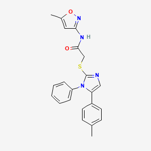 molecular formula C22H20N4O2S B2892577 N-(5-methylisoxazol-3-yl)-2-((1-phenyl-5-(p-tolyl)-1H-imidazol-2-yl)thio)acetamide CAS No. 1206988-74-0