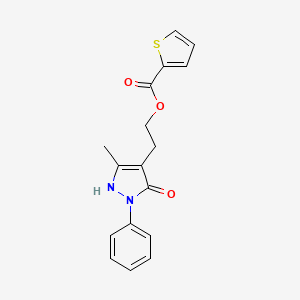 molecular formula C17H16N2O3S B2892620 2-(5-methyl-3-oxo-2-phenyl-2,3-dihydro-1H-pyrazol-4-yl)ethyl 2-thiophenecarboxylate CAS No. 860611-59-2