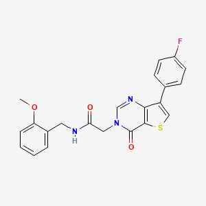 molecular formula C22H18FN3O3S B2892629 2-[7-(4-fluorophenyl)-4-oxothieno[3,2-d]pyrimidin-3(4H)-yl]-N-(2-methoxybenzyl)acetamide CAS No. 1207034-27-2