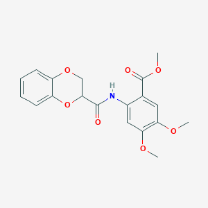 molecular formula C19H19NO7 B2892631 METHYL 2-(2,3-DIHYDRO-1,4-BENZODIOXINE-2-AMIDO)-4,5-DIMETHOXYBENZOATE CAS No. 868153-66-6