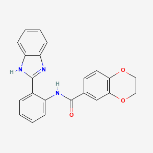 molecular formula C22H17N3O3 B2892638 N-[2-(1H-1,3-benzodiazol-2-yl)phenyl]-2,3-dihydro-1,4-benzodioxine-6-carboxamide CAS No. 477555-03-6