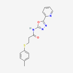 molecular formula C17H16N4O2S B2892640 N-(5-(pyridin-2-yl)-1,3,4-oxadiazol-2-yl)-3-(p-tolylthio)propanamide CAS No. 941882-83-3