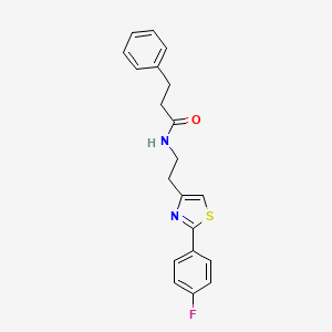 molecular formula C20H19FN2OS B2892649 N-{2-[2-(4-fluorophenyl)-1,3-thiazol-4-yl]ethyl}-3-phenylpropanamide CAS No. 896607-91-3