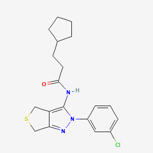 molecular formula C19H22ClN3OS B2892650 N-[2-(3-chlorophenyl)-2H,4H,6H-thieno[3,4-c]pyrazol-3-yl]-3-cyclopentylpropanamide CAS No. 450340-52-0