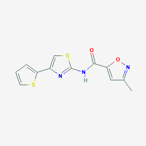 molecular formula C12H9N3O2S2 B2892657 3-methyl-N-(4-(thiophen-2-yl)thiazol-2-yl)isoxazole-5-carboxamide CAS No. 946318-21-4