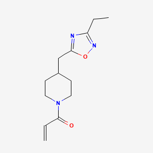 molecular formula C13H19N3O2 B2892671 1-(4-((3-Ethyl-1,2,4-oxadiazol-5-yl)methyl)piperidin-1-yl)prop-2-en-1-one CAS No. 2188733-76-6