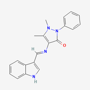 molecular formula C20H18N4O B2892713 (E)-4-(((1H-indol-3-yl)methylene)amino)-1,5-dimethyl-2-phenyl-1H-pyrazol-3(2H)-one CAS No. 936332-95-5