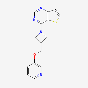 molecular formula C15H14N4OS B2892728 3-[(1-{Thieno[3,2-d]pyrimidin-4-yl}azetidin-3-yl)methoxy]pyridine CAS No. 2380142-07-2