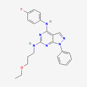 molecular formula C22H23FN6O B2892731 N6-(3-ethoxypropyl)-N4-(4-fluorophenyl)-1-phenyl-1H-pyrazolo[3,4-d]pyrimidine-4,6-diamine CAS No. 946348-12-5