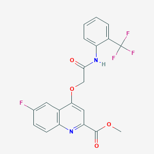 molecular formula C20H14F4N2O4 B2892761 Methyl 6-fluoro-4-({[2-(trifluoromethyl)phenyl]carbamoyl}methoxy)quinoline-2-carboxylate CAS No. 1357935-77-3