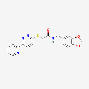 molecular formula C19H16N4O3S B2892781 N-[(2H-1,3-benzodioxol-5-yl)methyl]-2-{[6-(pyridin-2-yl)pyridazin-3-yl]sulfanyl}acetamide CAS No. 892438-99-2