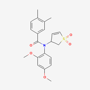 molecular formula C21H23NO5S B2892800 N-(2,4-dimethoxyphenyl)-N-(1,1-dioxo-2,3-dihydro-1lambda6-thiophen-3-yl)-3,4-dimethylbenzamide CAS No. 852439-55-5