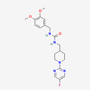 molecular formula C20H26FN5O3 B2892826 1-(3,4-Dimethoxybenzyl)-3-((1-(5-fluoropyrimidin-2-yl)piperidin-4-yl)methyl)urea CAS No. 2034259-29-3